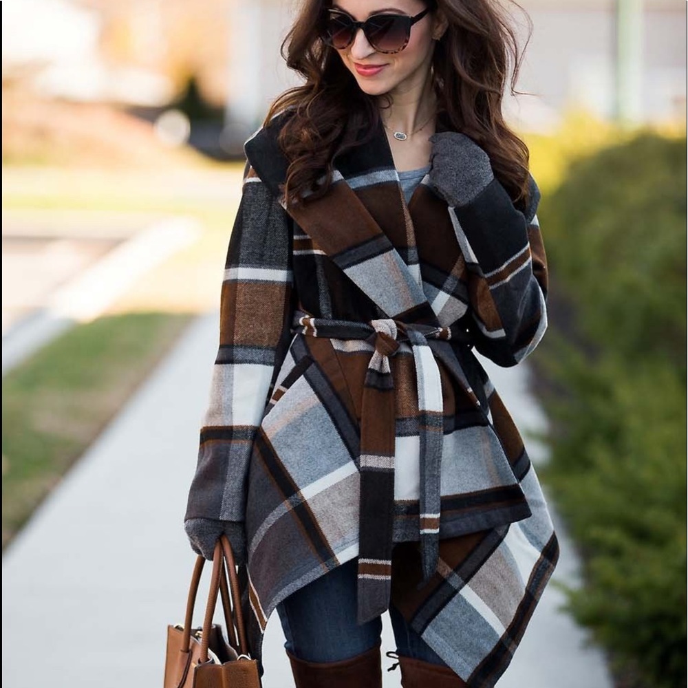 Prairie Check Rabato Coat by Chicwish NWOT